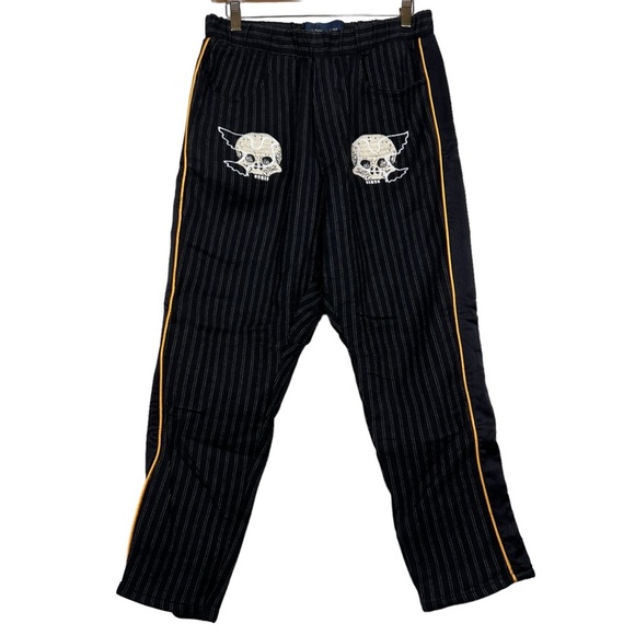 Lost Daze Rare Skull Dove Tapered Stripe Trousers - Picture 3 of 8